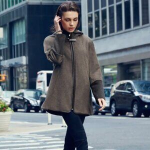Ellen Tracy Faux Leather Trim Duffle Coat, Size 2